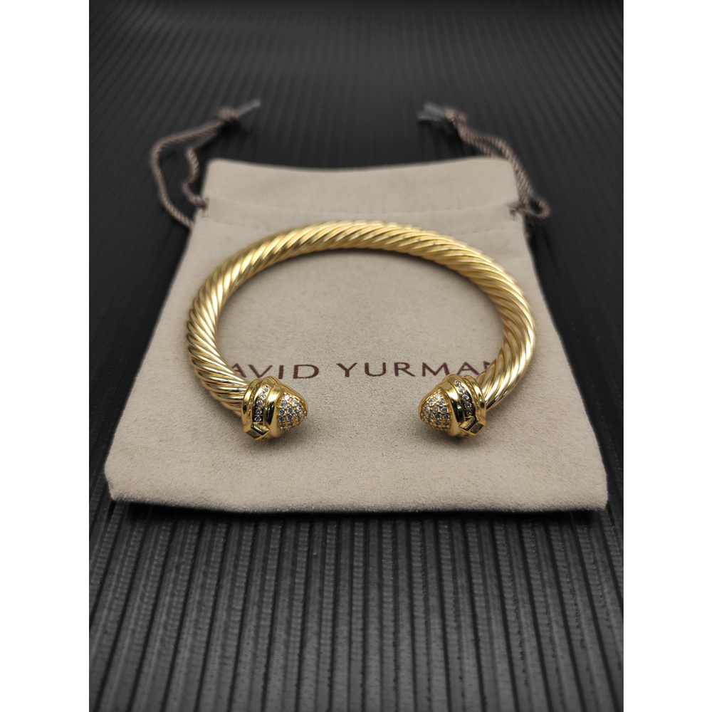 David Yurman 7mm Oval Diamond-Studded Cable Bracelet